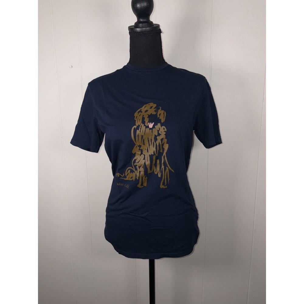 Alex Mill Navy Short Sleeve Tee with Gold Graphic